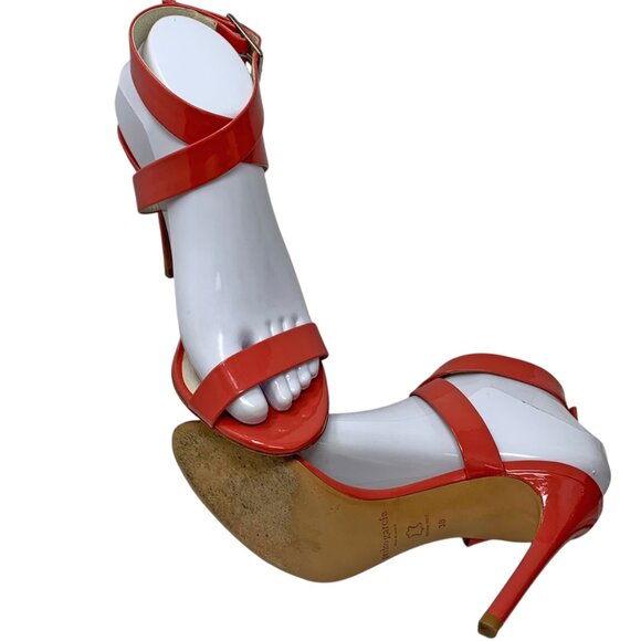 Pedro‎ Garcia  Cecily Patent Leather Ankle Wrap Heeled Sandals - Picture 10 of 11